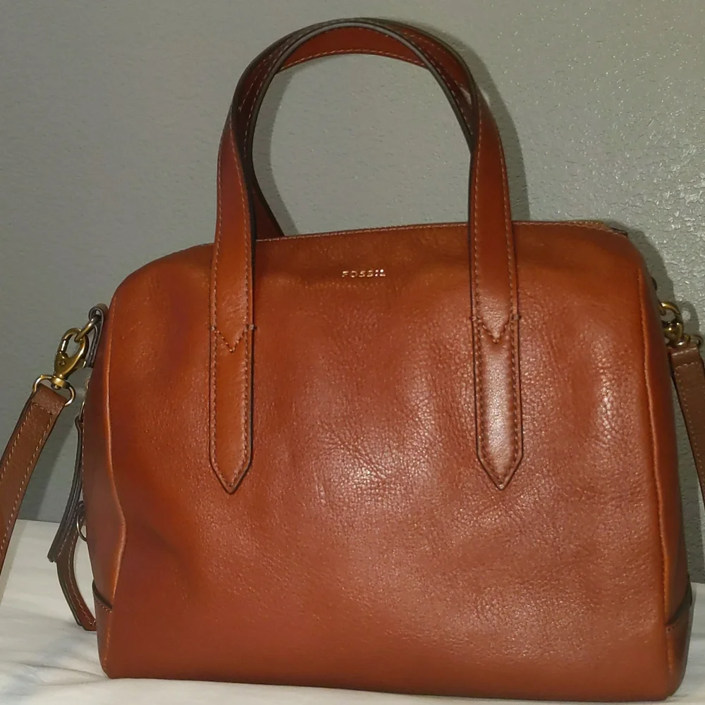 Fossil Sydney satchel crossbody bag tote brown - Picture 3 of 9